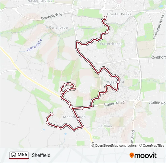 M55 Bus Line Map