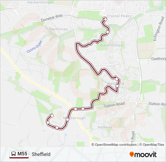 M55 Bus Line Map