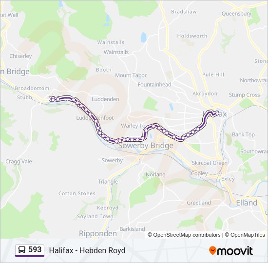593 Bus Line Map