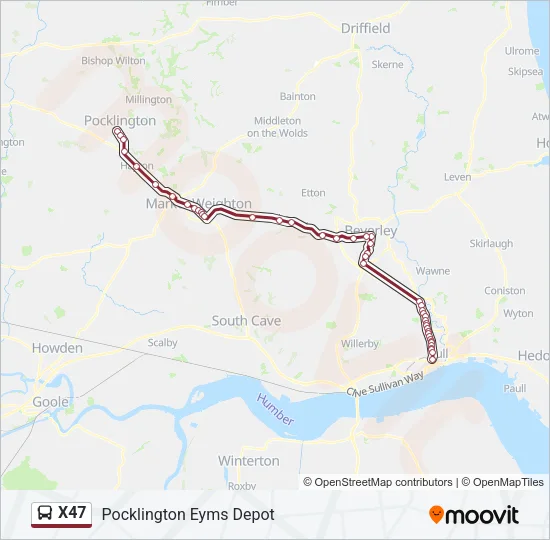 X47 Bus Line Map