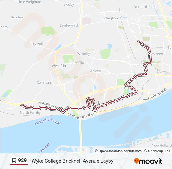 929 Bus Line Map
