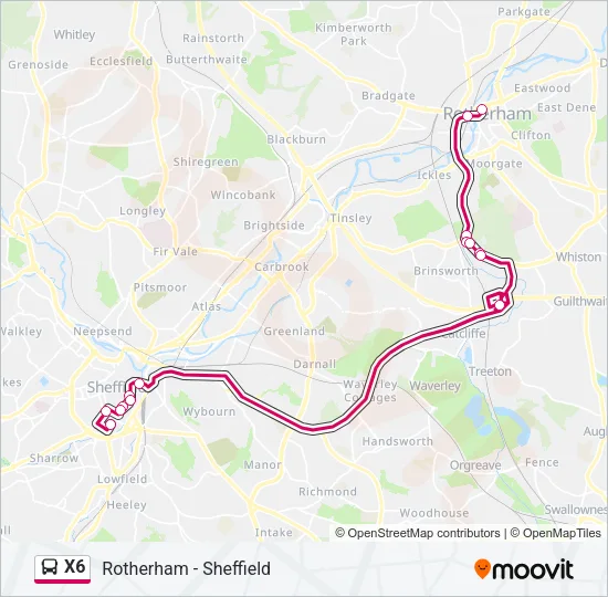 X6 Bus Line Map