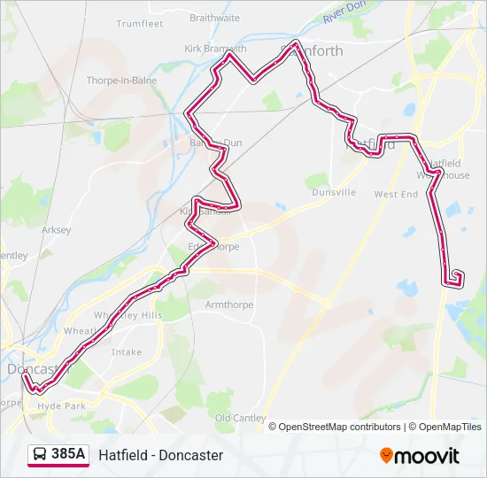385A Bus Line Map