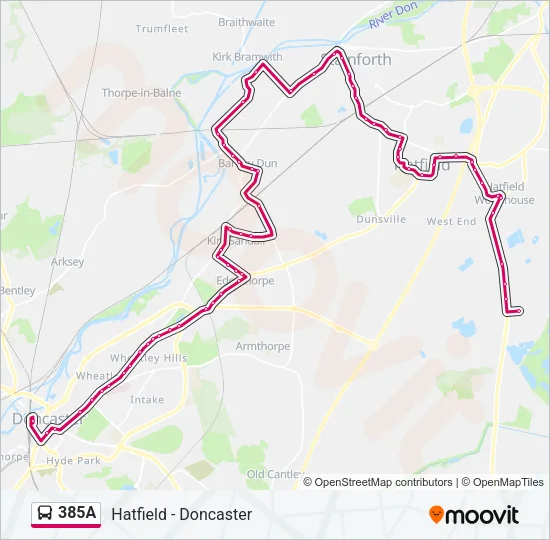 385A Bus Line Map