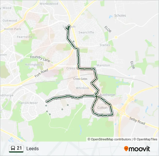 21 Bus Line Map