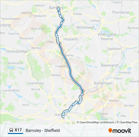 X17 Bus Line Map