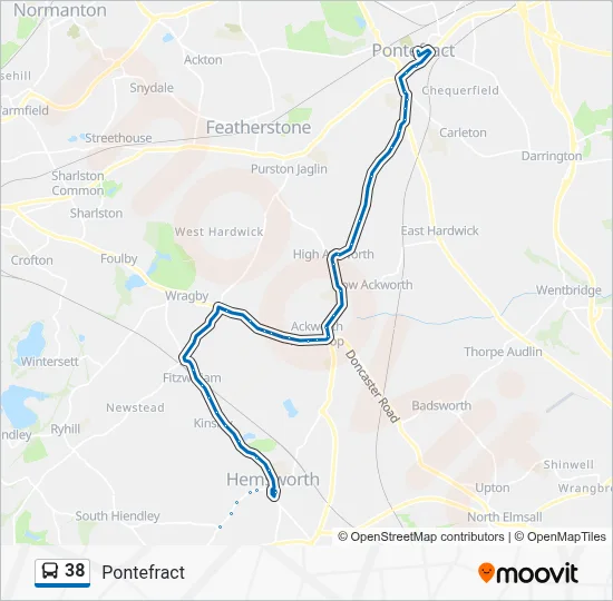 38 Route: Schedules, Stops & Maps - Pontefract (Updated)