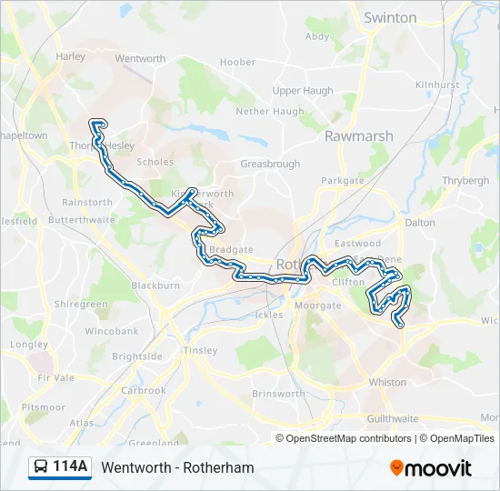 114A Bus Line Map