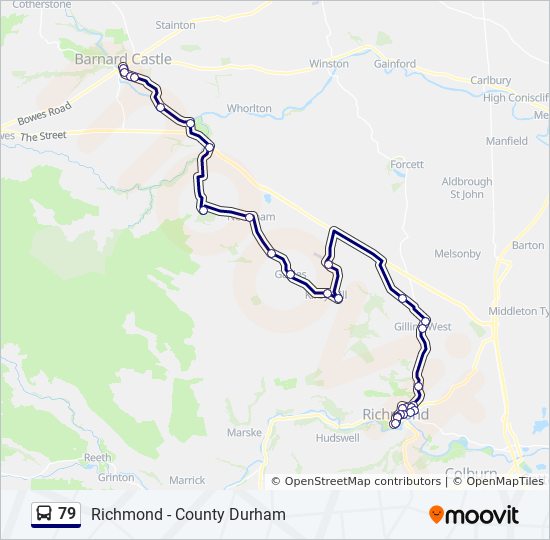 Bus 79 Route Map 79 Route: Schedules, Stops & Maps - Barnard Castle (Updated)