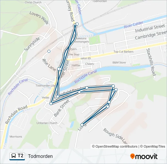 T2 Bus Line Map