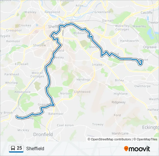 Bus 25 Route Map 25 Route: Schedules, Stops & Maps - Bradway (Updated)