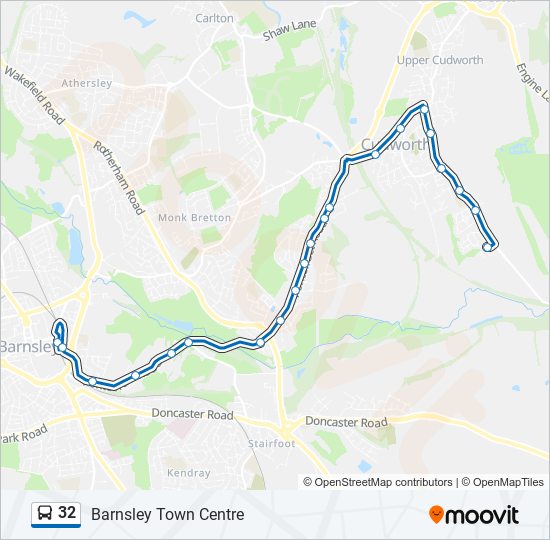 32 Route: Schedules, Stops & Maps - Barnsley Town Centre (Updated)