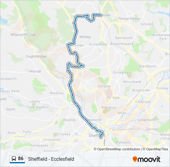 86 Route Schedules Stops Maps Sheffield Centre Updated 
