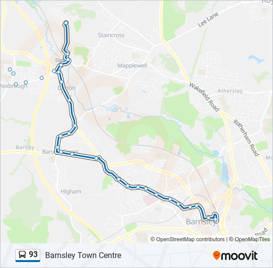 Bus 93 Route Map 93 Route: Schedules, Stops & Maps - Barnsley Town Centre (Updated)