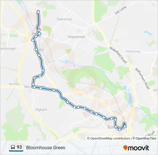 93 Bus Line Map
