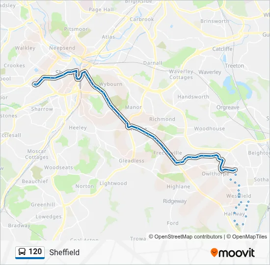120 Route: Schedules, Stops & Maps - Broomhill Beech Hill Road/Glossop ...