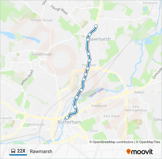22X Route: Schedules, Stops & Maps - Rawmarsh (Updated)