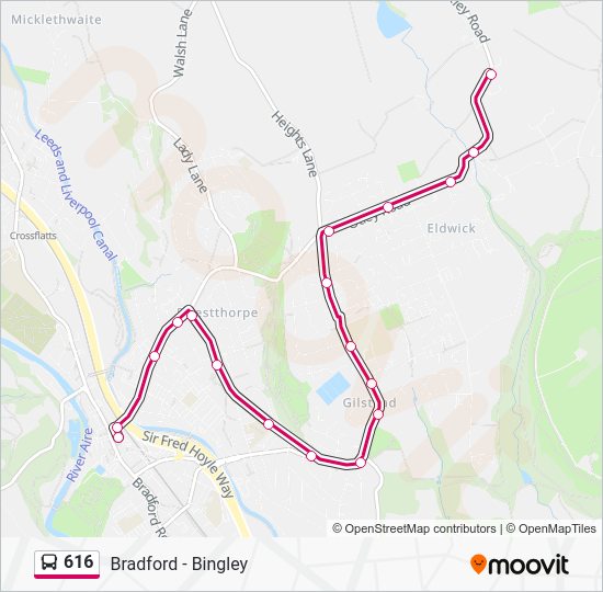 616 Route: Schedules, Stops & Maps - Bingley Rail Stn (Updated)