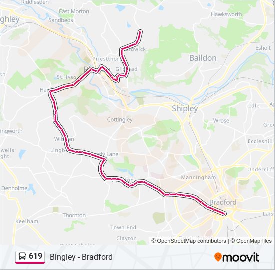 619 Route: Schedules, Stops & Maps - Bradford City Centre (Updated)