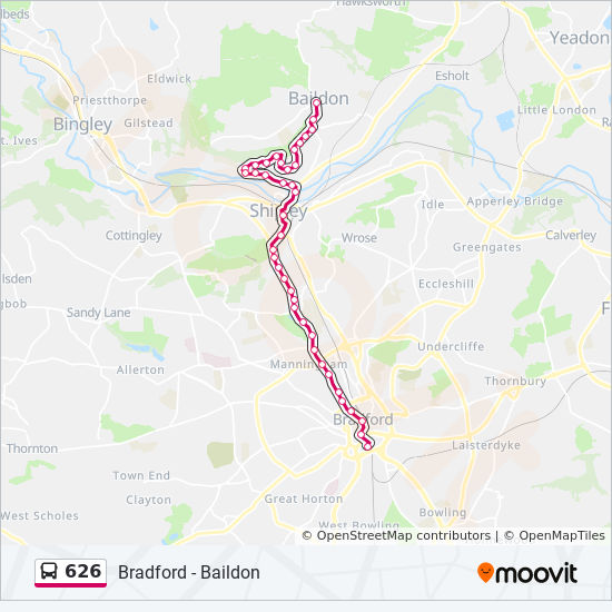 626 Route Schedules Stops Maps Baildon Bradford City Centre Updated 
