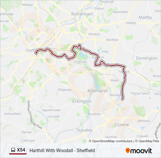 X54 Bus Line Map