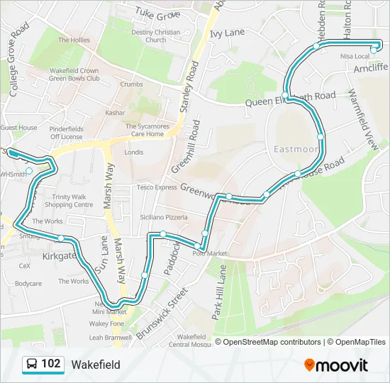 102 Bus Line Map