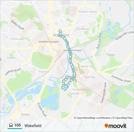 105 Bus Line Map