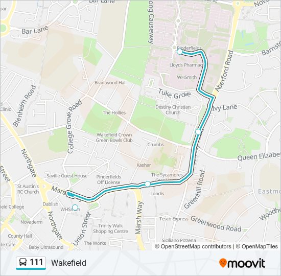 Bus 111 Route Map 111 Route: Schedules, Stops & Maps - Pinderfields (Updated)