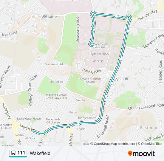 111 bus Line Map