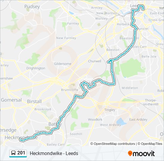 Bus 201 Route Map 201 Route: Schedules, Stops & Maps - Leeds City Centre (Updated)