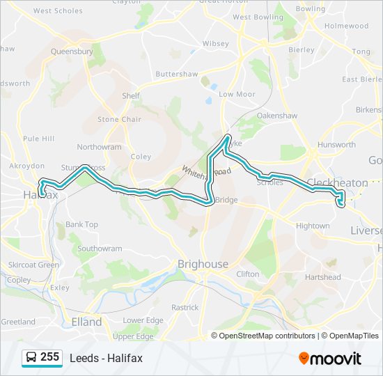 Bus 255 Route Map 255 Route: Schedules, Stops & Maps - Cleckheaton (Updated)