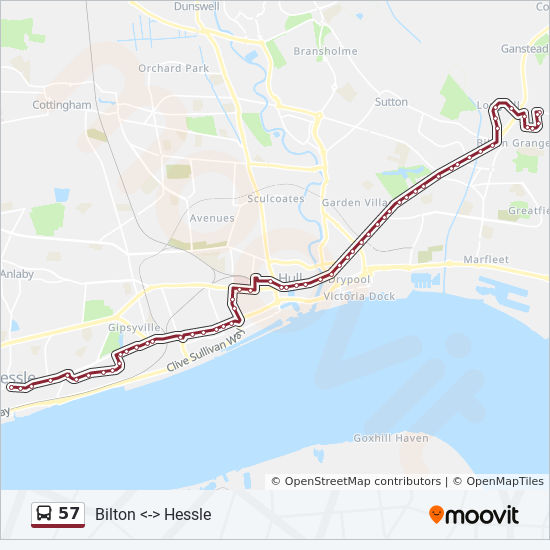 57 Route Schedules, Stops & Maps Hull Hessle (Updated)