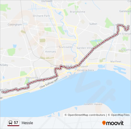 Bus 57 Route Map 57 Route: Schedules, Stops & Maps - Hessle (Updated)