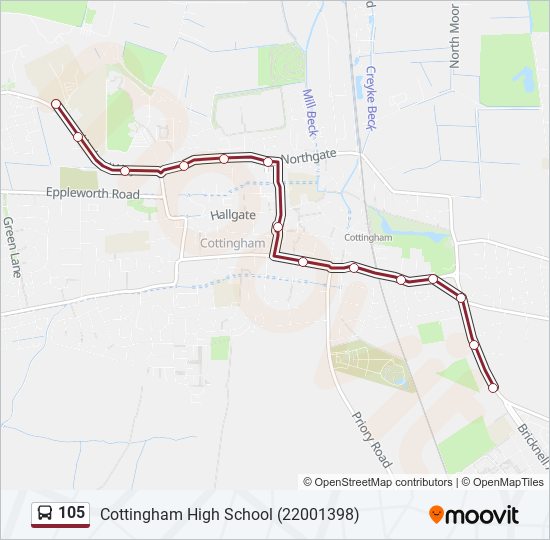 105 bus Line Map