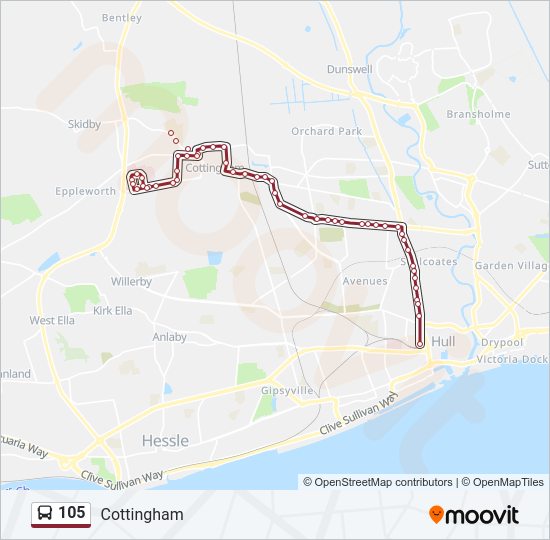 105 Route Schedules, Stops & Maps Cottingham (Updated)