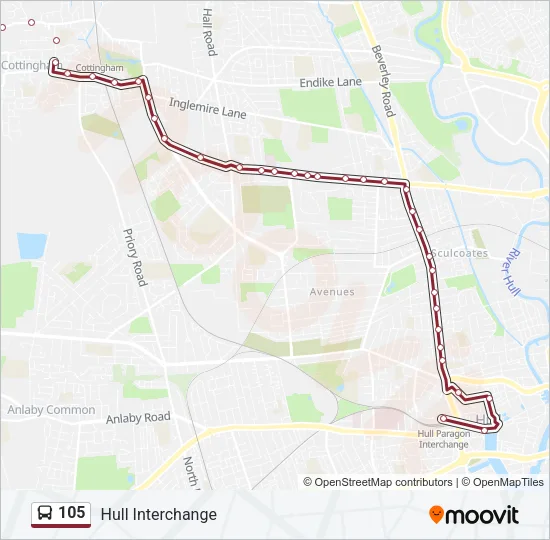 105 Bus Line Map