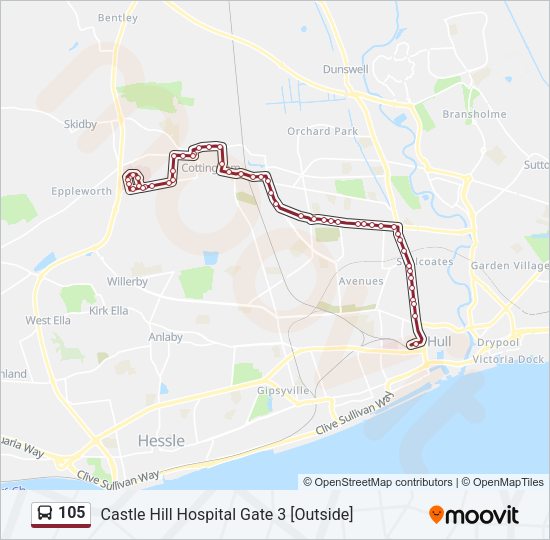 105 Bus Line Map