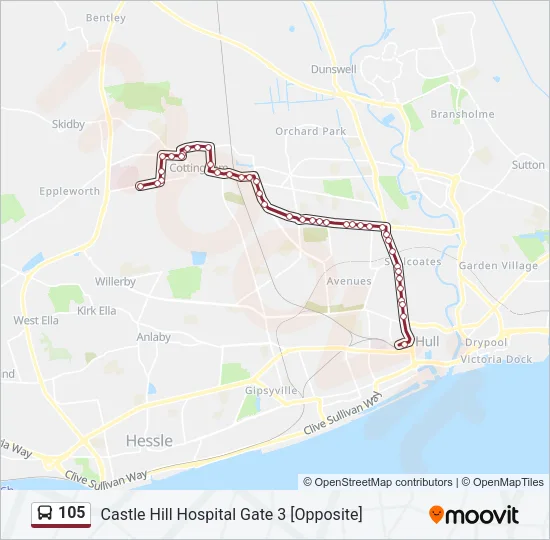 105 Bus Line Map