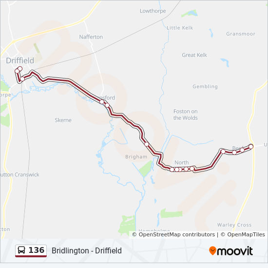 Bus 136 Route Map 136 Route: Schedules, Stops & Maps - Bridlington <-> Driffield (Updated)