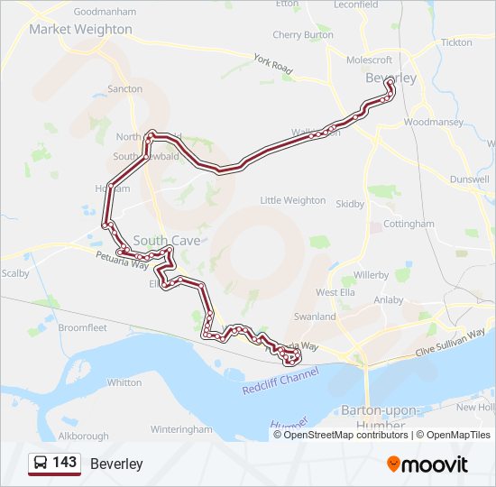 143 bus Line Map