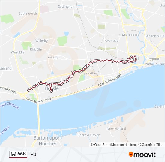 66B bus Line Map