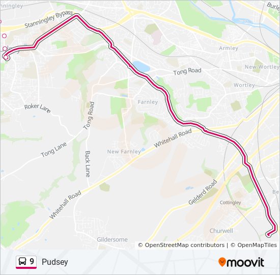 9 Bus Route Map 9 Route: Schedules, Stops & Maps - Pudsey (Updated)