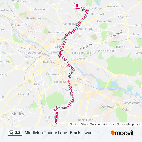 13 Route: Schedules, Stops & Maps - Gledhow Middleton (updated)