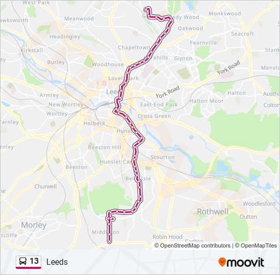 13 Route: Schedules, Stops & Maps - Gledhow (Updated)