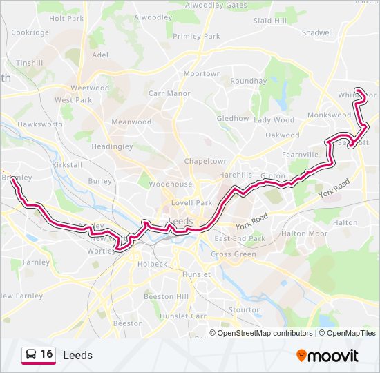 16 Route: Schedules, Stops & Maps - Whinmoor (Updated)