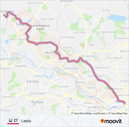 Bus 27 Route Map 27 Route: Schedules, Stops & Maps - Guiseley (Updated)