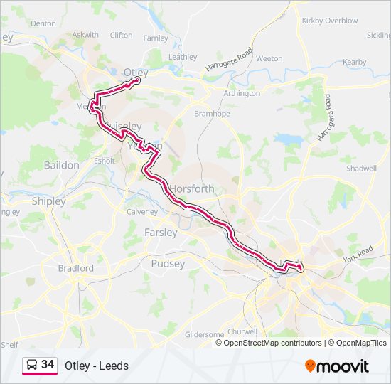 34 Route: Schedules, Stops & Maps - Leeds City Centre (Updated)