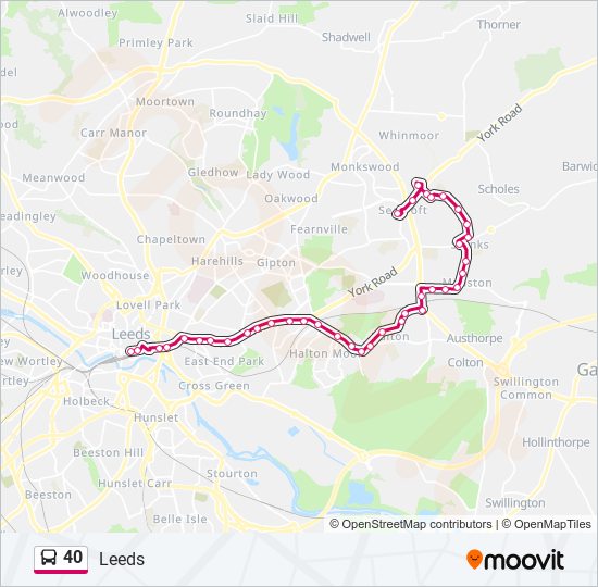 Bus 40 Route Map 40 Route: Schedules, Stops & Maps - Leeds City Centre (Updated)