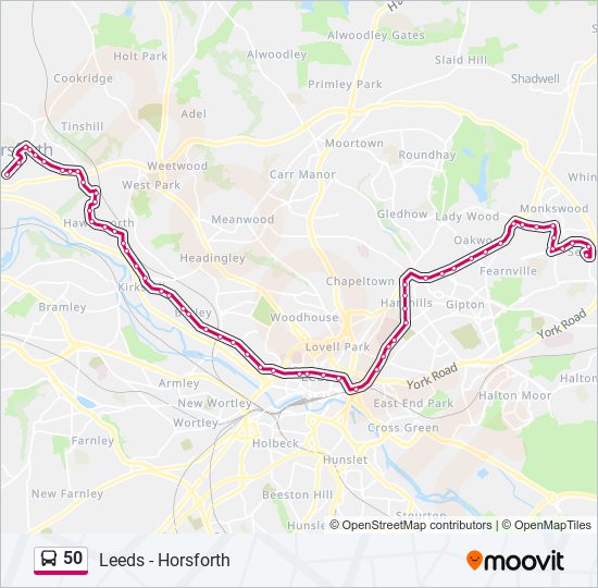 50 Route: Schedules, Stops & Maps - Horsforth (Updated)