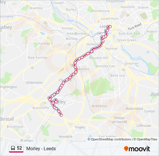 Bus 52 Route Map 52 Route: Schedules, Stops & Maps - Leeds City Centre (Updated)